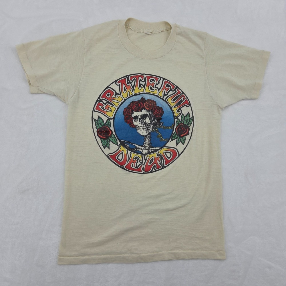 VTG 70s Grateful Dead Bertha Band Shirt Mens Medium Single Stitch Beige Rare